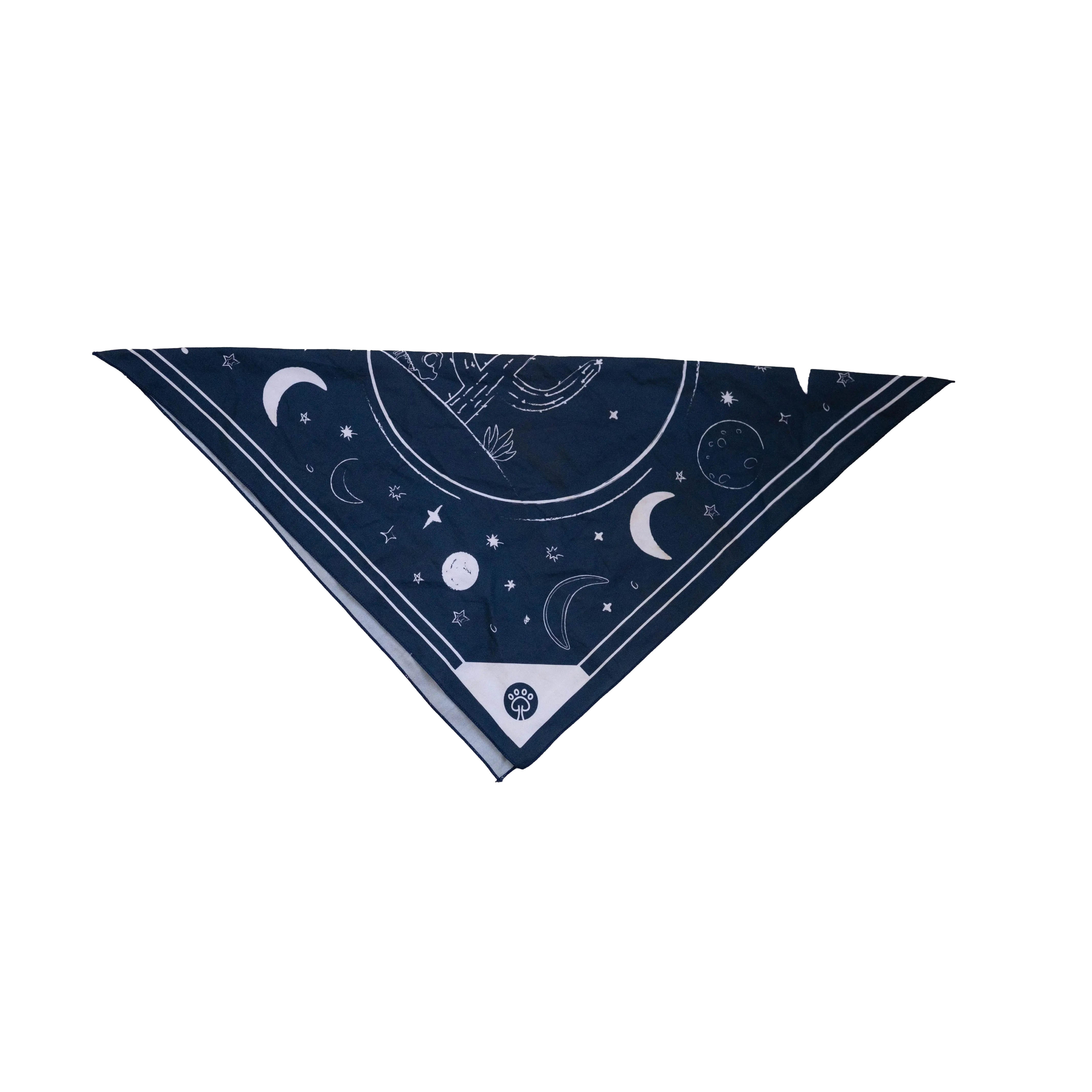Flach ausgelegtes Desert Night Hundehalstuch mit Logo und Stoffdetails.